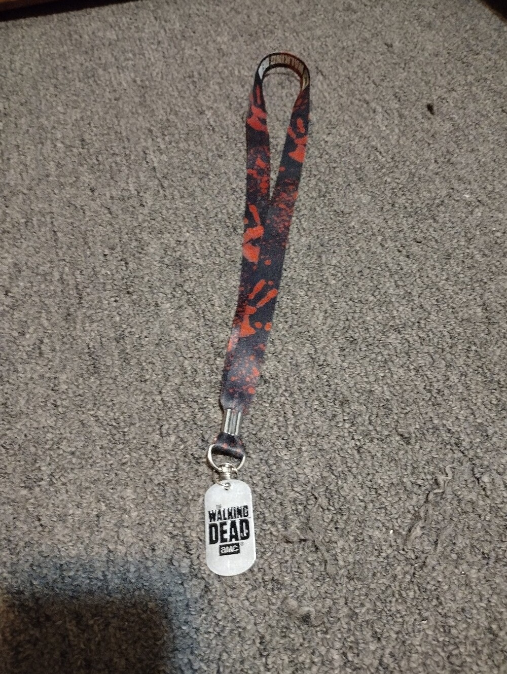 The Walking Dead Black & Orange Lanyard with Dog Tag